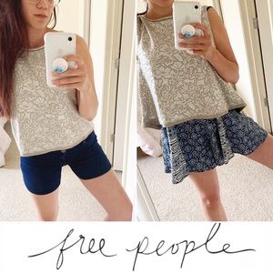 Free People Casual Fancy Metallic Brocade Crop Top
